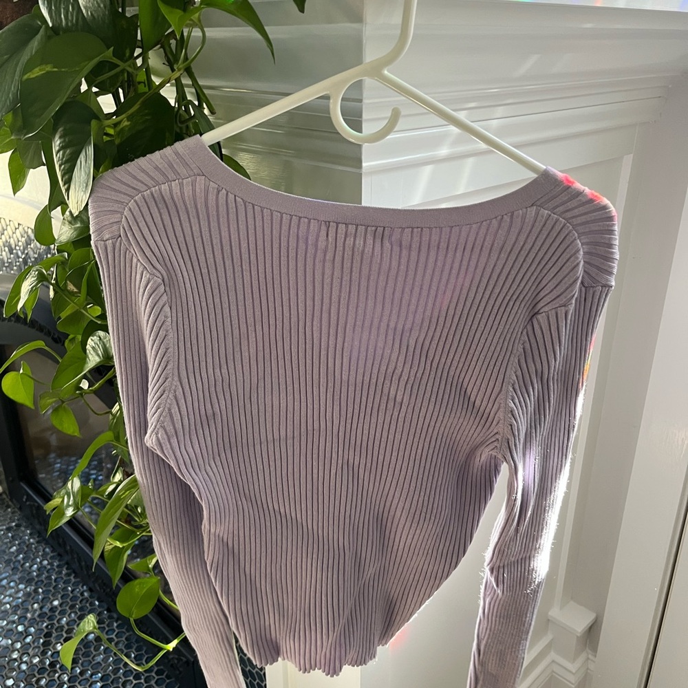 Lavender Ribbed Long Sleeve Top - Picture 4 of 4